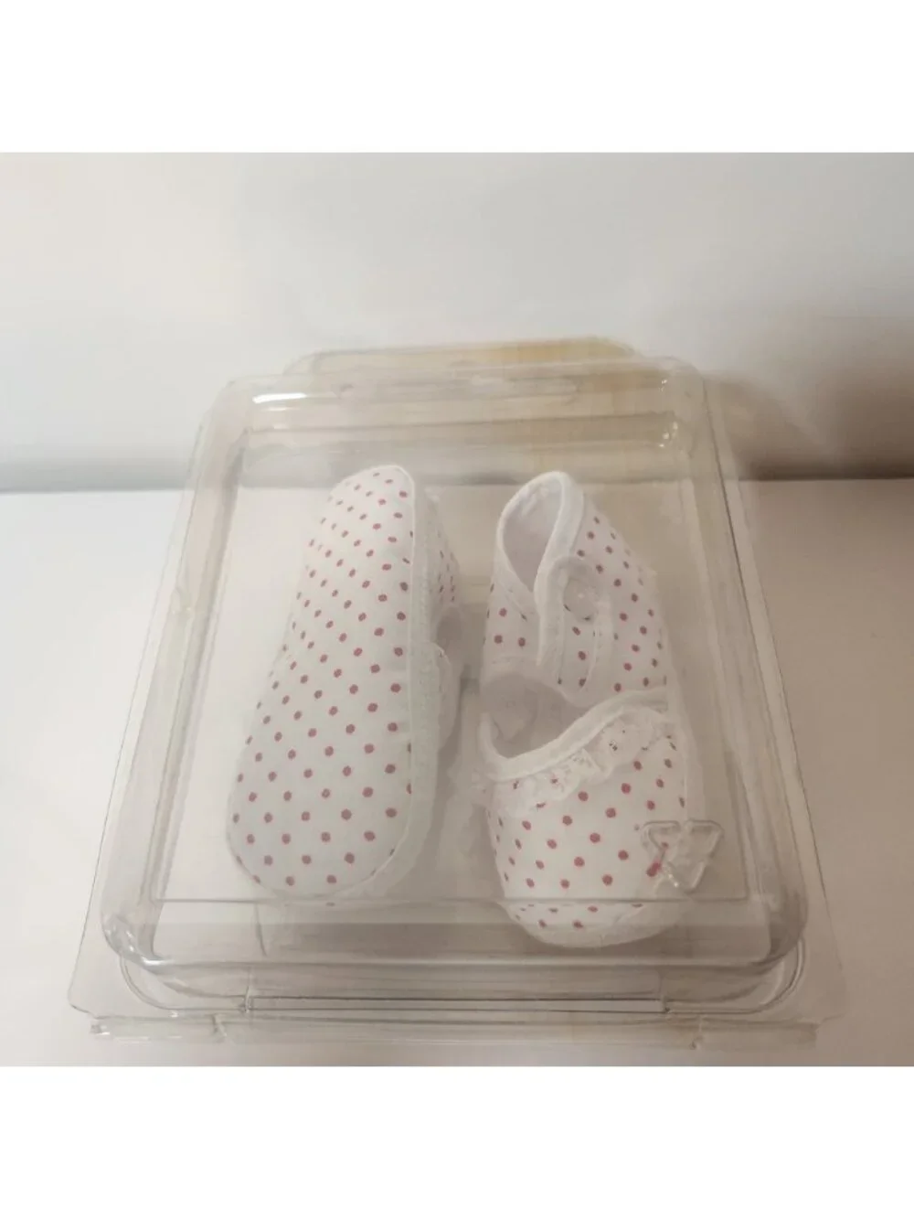 Vintage Darling Baby‎ Shoes Red Polka Dot Mary Jane Lace Trim Size 1 New In Box